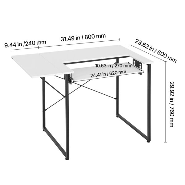 Table de couture VEVOR avec plateau pliable et support machine réglable - 140 cm