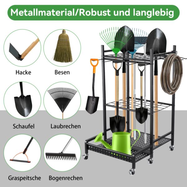 Coffre de rangement en acier pour outils de jardin - noir