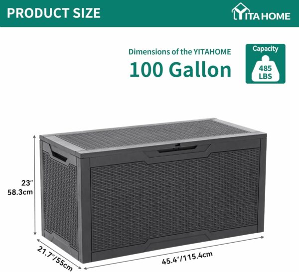 Coffre de jardin en résine 380 L noir - Verrouillable