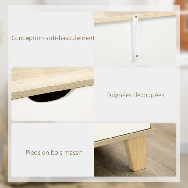 Commode HOMCOM 6 tiroirs effet chêne cannelé - 120 × 40 × 76 cm