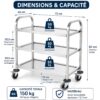 82b1412c-e8a9-467d-b087-0e0c838cb65e Desserte inox 3 niveaux sur roulettes 72 x 40 x 82 cm