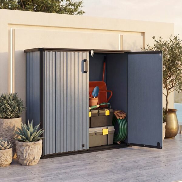 Abri de jardin horizontal GOFLAME 120 × 65 × 117 cm - noir et gris