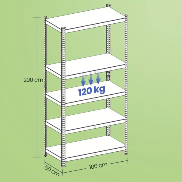 Rayonnage métallique SONGMICS 5 niveaux 100 x 50 x 200 cm - 600 kg
