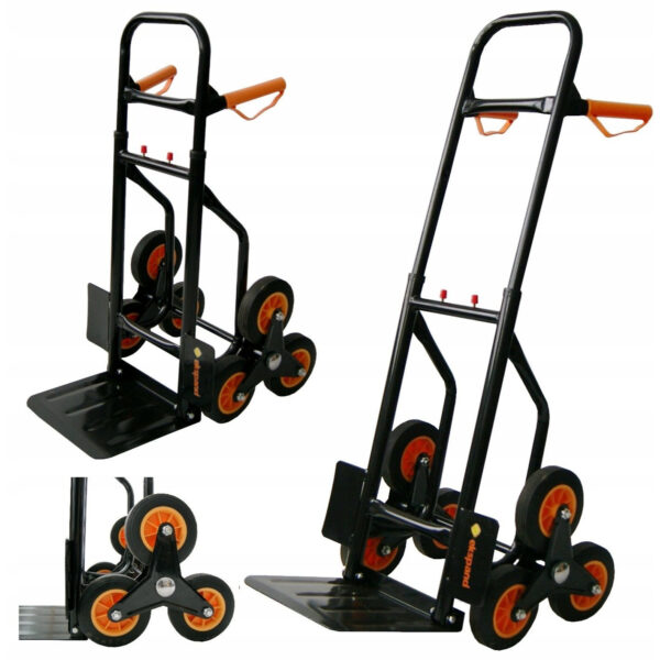Diable monte-escalier pliable 200 kg - roues triples et cadre acier