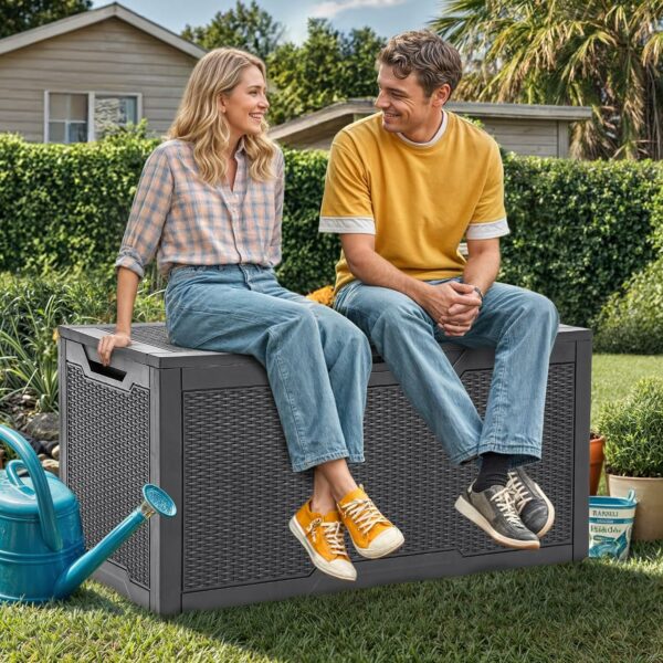 Coffre de jardin en résine 380 L noir - Verrouillable