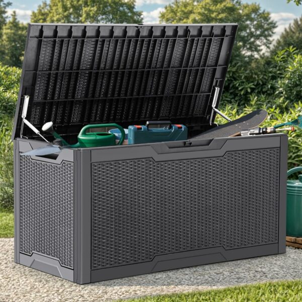 Coffre de jardin en résine 380 L noir - Verrouillable