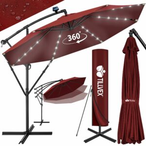 Parasol déporté solaire LED Tillvex, 300 ou 350 cm