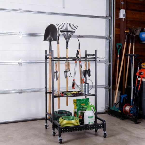 Coffre de rangement en acier pour outils de jardin - noir