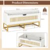 Banc coffre à chaussures en rotin blanc 100 cm avec coussin