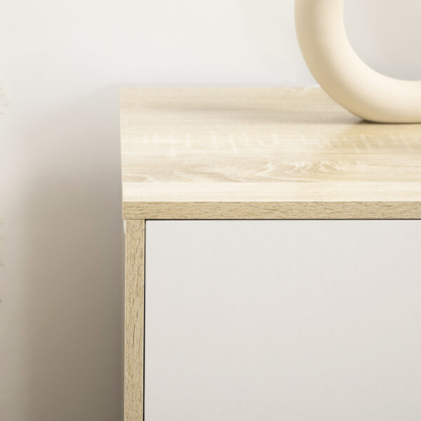 Commode HOMCOM 6 tiroirs effet chêne cannelé - 120 × 40 × 76 cm