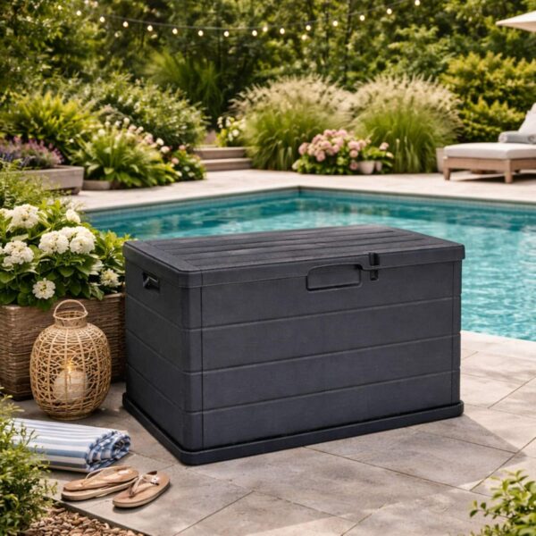 Coffre de jardin en résine 170 L anthracite - Imperméable