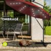 Parasol déporté solaire LED Tillvex, 300 ou 350 cm