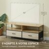 Meuble TV métal et bois avec tiroirs tissu - 2 formats
