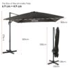Parasol déporté carré 300 × 300 cm rotatif 360°
