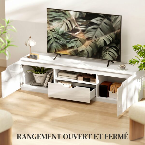 Meuble TV HOMCOM 160 cm blanc - 2 portes et 1 tiroir