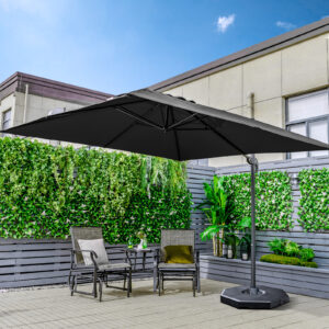 Parasol déporté carré 300 × 300 cm rotatif 360°
