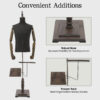 Mannequin de couture homme réglable avec bras et supports - 135 à 180 cm