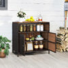 Meuble de rangement extérieur en rotin et acacia 90 × 53 × 66 cm