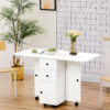 Table de couture pliante blanche avec tiroirs et rangements - 120 cm