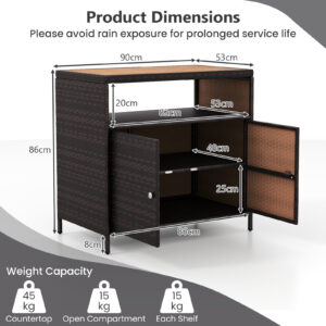 Meuble de rangement extérieur en rotin et acacia 90 × 53 × 66 cm