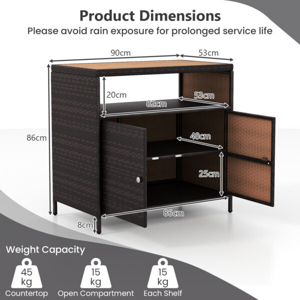 Meuble de rangement extérieur en rotin et acacia 90 × 53 × 66 cm