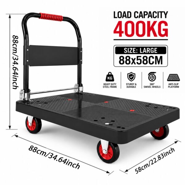 Chariot plateforme pliable 280 kg - plateau 70 × 48 cm et roues pivotantes