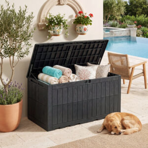 Coffre de jardin XXL noir - environ 440 L utiles - 132 x 61 x 65 cm