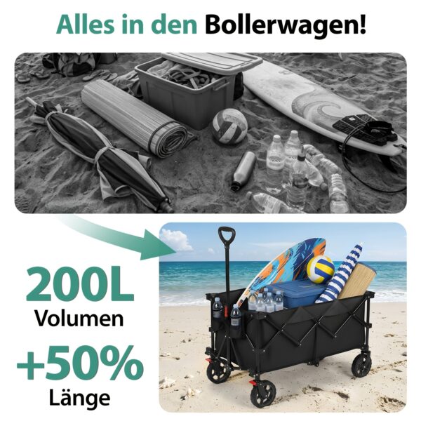 Chariot pliable XXL 200 L tout-terrain - 4 couleurs