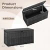 Coffre de jardin XXL noir - environ 440 L utiles - 132 x 61 x 65 cm