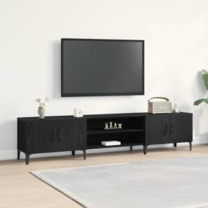 Meuble TV 180 cm chêne noir à 4 portes