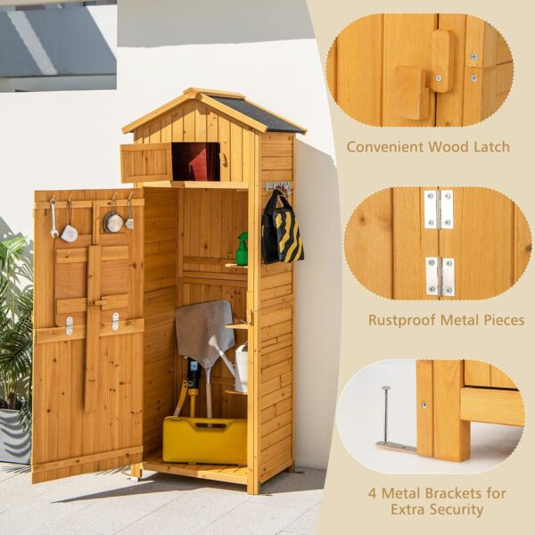 Armoire de jardin en bois avec table pliante 75 × 50 × 180,5 cm