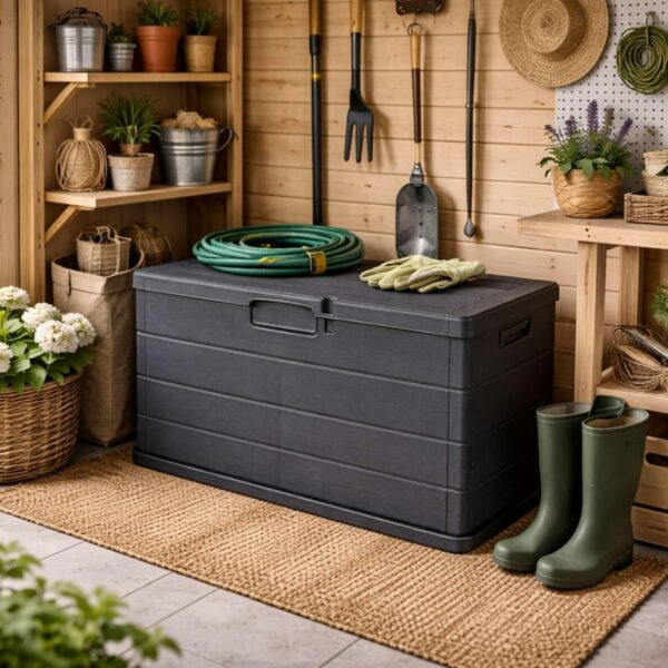 Coffre de jardin en résine 170 L anthracite - Imperméable