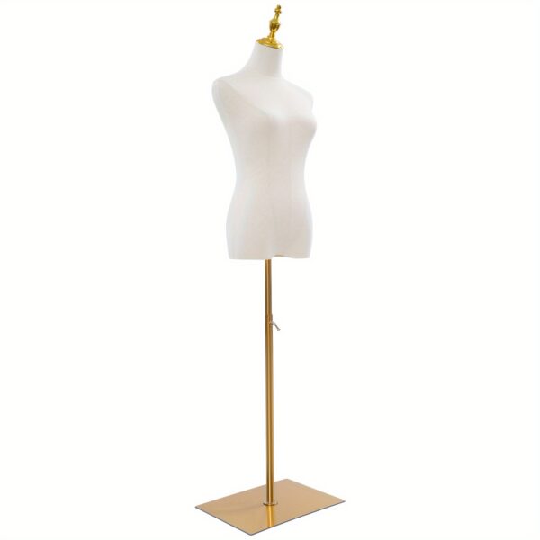 Mannequin de couture femme réglable en hauteur avec base dorée