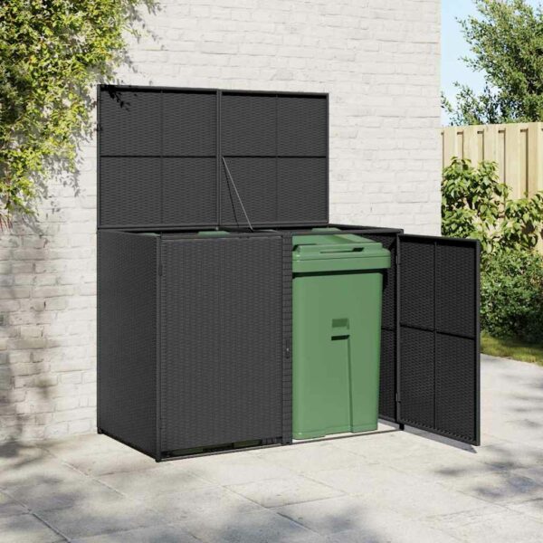 Cache-poubelles double vidaXL en résine tressée 148 × 80 × 111 cm