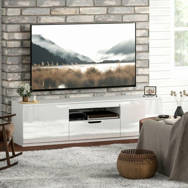 Meuble TV HOMCOM 160 cm blanc - 2 portes et 1 tiroir