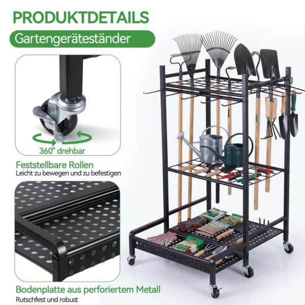 Coffre de rangement en acier pour outils de jardin - noir