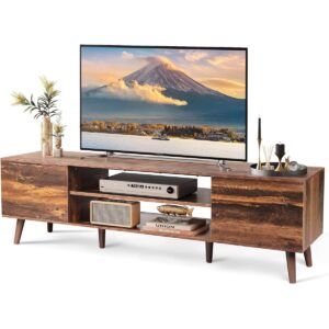 Meuble TV 160 cm à 2 portes et étagère réglable - 3 coloris