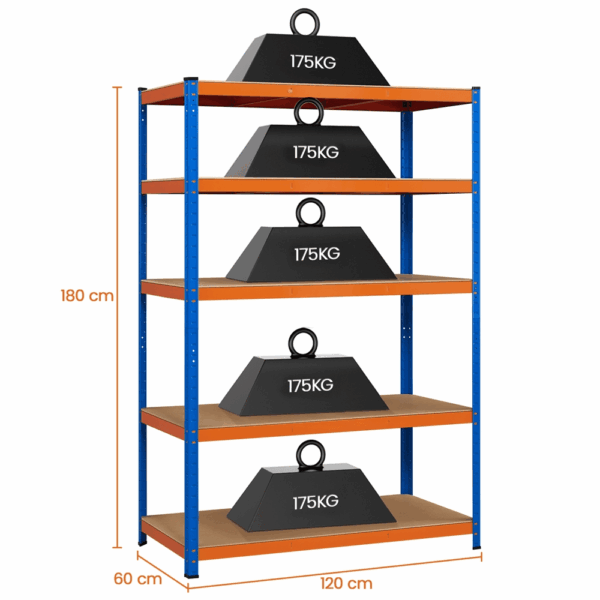 Rayonnage charge lourde COSTOFFS 5 niveaux 120 x 60 x 180 cm - 875 kg