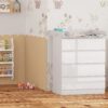 Commode modulable 5 tiroirs avec étagères - 110 × 80 × 75 cm