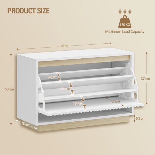 cca4f1c3-4112-4c47-8f3e-6886fcadb0c6 Banc à chaussures compact blanc avec rangement basculant - 75 cm