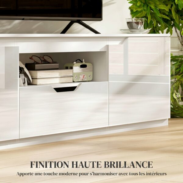 Meuble TV HOMCOM 160 cm blanc - 2 portes et 1 tiroir