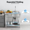 Plonge inox 1 bac avec tablette 80 x 55 cm