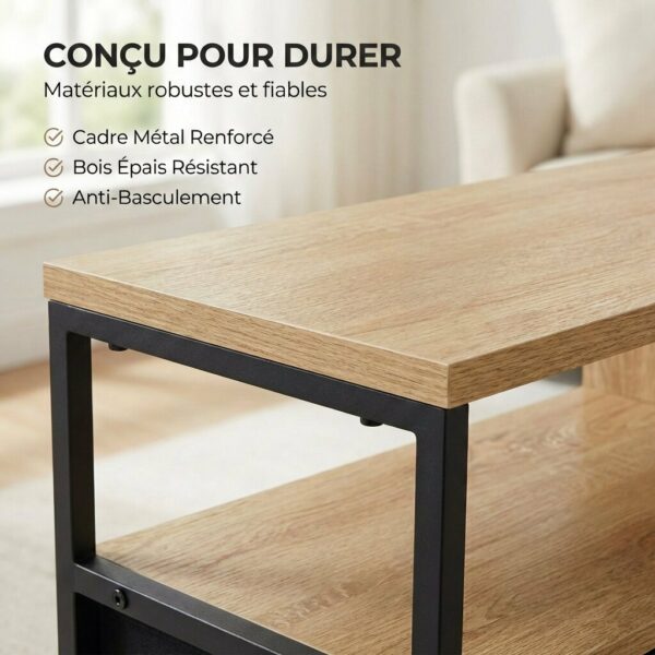 Meuble TV métal et bois avec tiroirs tissu - 2 formats