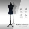 Mannequin de couture femme épinglable - hauteur réglable 130 à 168 cm