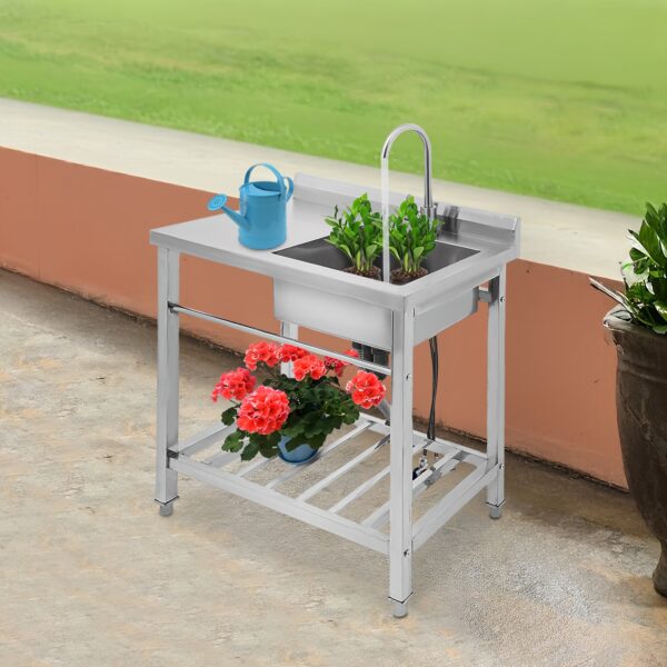 Plonge inox 1 bac avec tablette 80 x 55 cm