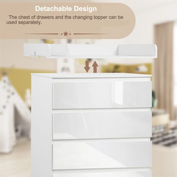 Commode modulable 5 tiroirs avec étagères - 110 × 80 × 75 cm