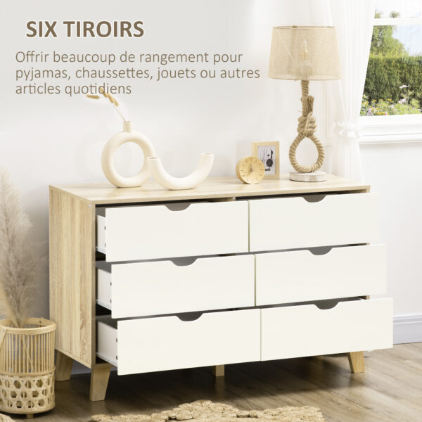 Commode HOMCOM 6 tiroirs effet chêne cannelé - 120 × 40 × 76 cm