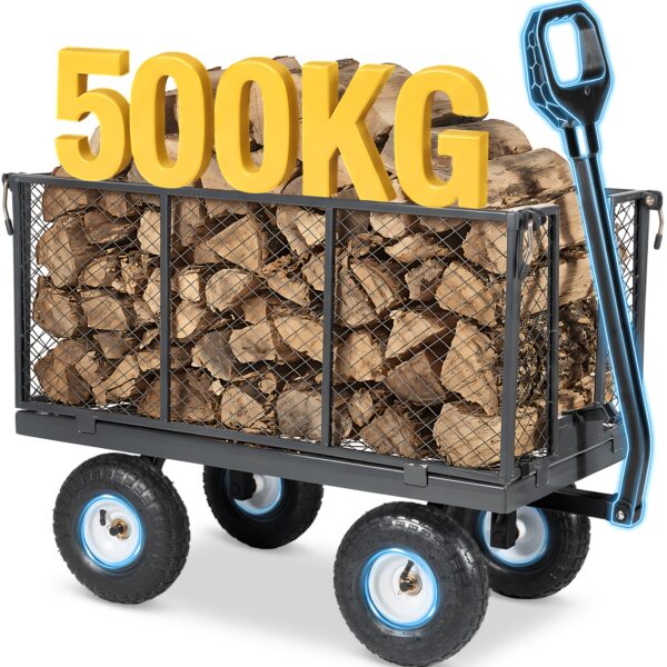 Chariot de jardin convertible 3-en-1 300 kg - plateau et remorque