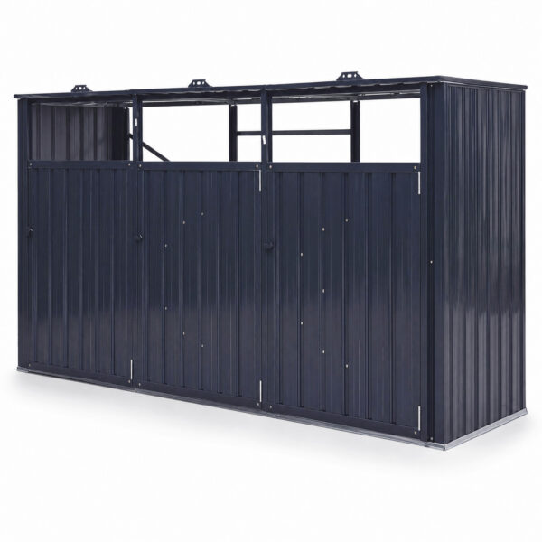 Cache-poubelles triple en acier galvanisé 238 × 79,5 × 122 cm
