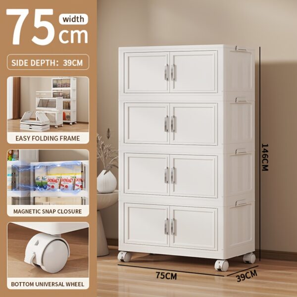 Armoire de rangement blanche à roulettes - 3 ou 4 niveaux